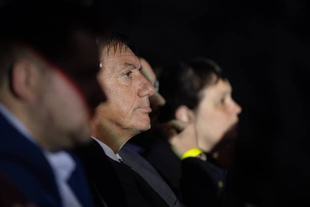 FOCUS COVERAGE REQUESTED TO BELGA - Flemish Minister President Jan Jambon pictured during the award ceremony of the Ultimas23 , Flemish culture prizes, Tuesday 30 April 2024, in Lint.  JAMESxARTHURxGEKIERE 91868289