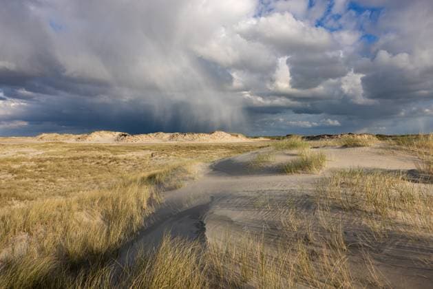 Creative Highlights World Norderney. 22 APR 2024. Regenwolke über den Dünen über dem Oststrand von Norderney. OSTFRIESLAND. Ostfriesische Inseln. *** Norderney 22 APR 2024 Rain cloud over the dunes above the eastern beach of Norderney OSTFRIESLAND East Frisian Islands Copyright: JanisMEYER Priller&MAUG JMY0T9189X
