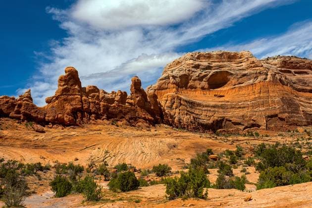 Creative Highlights World May 02, 2024: Dramatic high desert landscapes provide brilliant springtime colors along the Colorado River near Moab, Utah. Moab United States - ZUMAc04_ 1044576459st Copyright: xLarryxClouse Csmx