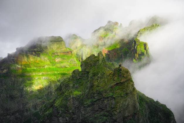 Ethereal Peaks of Central Madeira Emerging from Morning Clouds Portugal, Madeira, Funchal CR_BLYB2404264C-1412302-01