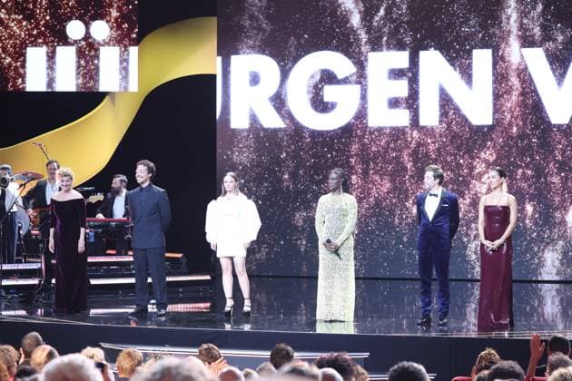 Deutscher Filmpreis 2024 Ivy Quainoo. Aurel Mertz, Gizem Emre, Tobias Krell (Checker Tobi), Margarita Broich und Jasna Fritzi Bauer bei der Verleihung der Lola - Deutscher Filmpreis 2024 im Theater am Potsdamer Platz in Berlin 03.05.2024 Copyright: xEventpressx