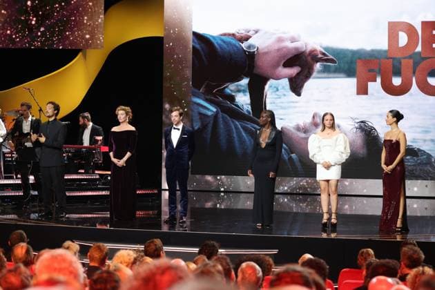 Deutscher Filmpreis 2024 Ivy Quainoo. Aurel Mertz, Gizem Emre, Tobias Krell (Checker Tobi), Margarita Broich und Jasna Fritzi Bauer bei der Verleihung der Lola - Deutscher Filmpreis 2024 im Theater am Potsdamer Platz in Berlin 03.05.2024 Copyright: xEventpressx