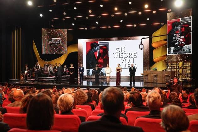 Deutscher Filmpreis 2024 Ivy Quainoo. Aurel Mertz, Gizem Emre, Tobias Krell (Checker Tobi), Margarita Broich und Jasna Fritzi Bauer bei der Verleihung der Lola - Deutscher Filmpreis 2024 im Theater am Potsdamer Platz in Berlin 03.05.2024 Copyright: xEventpressx