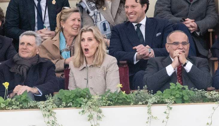 . 03 05 2024. Windsor, United Kingdom. Sophie, Duchess of Edinburgh, reacts as she watches a performance on day three of the Royal Windsor Horse Show , United Kingdom.  xi-Imagesx IIM-25178-0096