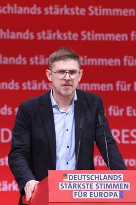 Berlin, Deutschland, 28.01.2024: bcc Berlin Congress Center: Europaparteitag der SPD: Matthias Ecke *** Berlin, Germany, 28 01 2024 bcc Berlin Congress Center European Party Conference of the SPD Matthias Ecke Copyright: xdtsxNachrichtenagenturx dts_35961