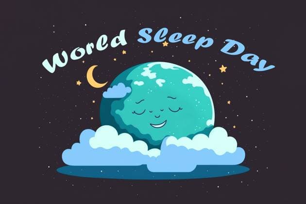 World Sleep Day postcard or banner. illustration of the lovely planet Earth sleeping on the international holiday World Sleep Day postcard or banner. illustration of the lovely planet Earth sleeping on the international holiday. Copyright: x RECORD DATE NOT STATED