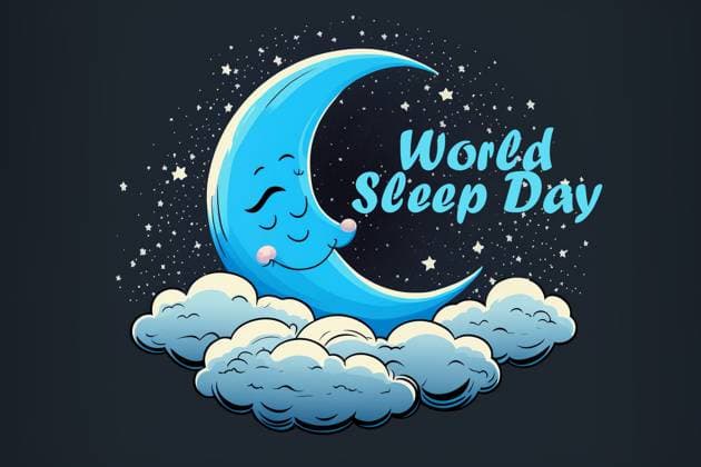 World Sleep Day postcard or banner. illustration of the sleeping moon, sleeping on the international holiday World Sleep Day postcard or banner. illustration of the sleeping moon, sleeping on the international holiday. Copyright: x RECORD DATE NOT STATED