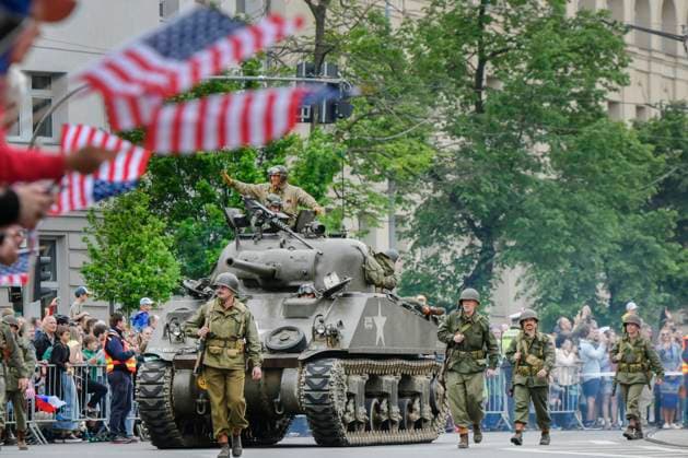 Bilder des Jahres 2024, News 05 Mai News Themen der Woche KW18 News Bilder des Tages Convoy of Liberty, convoy of historic military vehicles and motorcycles to commemorate 79 years since the end of World War Two in Plzen, Czech Republic, May 5, 2024. The Convoy of Liberty pays tribute to the American army that liberated the regions. The celebrations of the anniversary of the end of WWII and the liberation by the American army traditionally culminate in the Festival of Liberty in Plzen (Pilsen), west Bohemia. (CTKxPhoto MiroslavxChaloupka) CTKPhotoP2024050503849  CTKPhotoP2024050503849