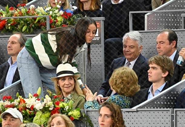 Royal Attend Mutua Open Final - Madrid Victoria Federica de Marichalar, Infanta Elena, Queen Sofia and Miguel Urdangarin attend the final of the Mutua Madrid Open tournament being held at the Caja Magica between Canadian Felix Auger Aliassime and Russian Andrei Rublev, on May 5, 2024, in Madrid (Spain). Photo by Francisco Guerra Europa Press ABACAPRESS.COM Madrid Spain  Copyright: xEuropaxPress ABACAx