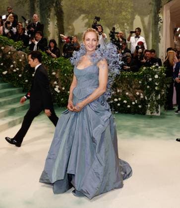 Uma Thurman arrives on the red carpet at the 2024 Met Gala celebrating Sleeping Beauties: Reawakening Fashion at The Metropolitan Museum of Art on Monday, May 6, 2024 in New York City.  NYP20240506215 JOHNxANGELILLO