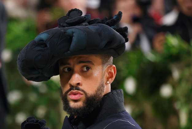 Bad Bunny arrives on the red carpet at the 2024 Met Gala celebrating Sleeping Beauties: Reawakening Fashion at The Metropolitan Museum of Art on Monday, May 6, 2024 in New York City.  NYP20240506504 JOHNxANGELILLO