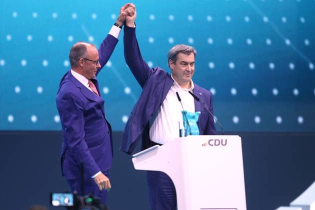 Bilder des Jahres 2024, News 05 Mai News Themen der Woche KW19 News Bilder des Tages Berlin, Deutschland, 07.05.2024: Estrel Congress Center: 36. Parteitag der CDU Deutschlands - Tag 2: CDU-Chef Friedrich Merz und CSU-Chef Markus Söder *** Berlin, Germany, 07 05 2024 Estrel Congress Center 36 Party conference of the CDU Germany Day 2 CDU leader Friedrich Merz and CSU leader Markus Söder Copyright: xdtsxNachrichtenagenturx dts_36501