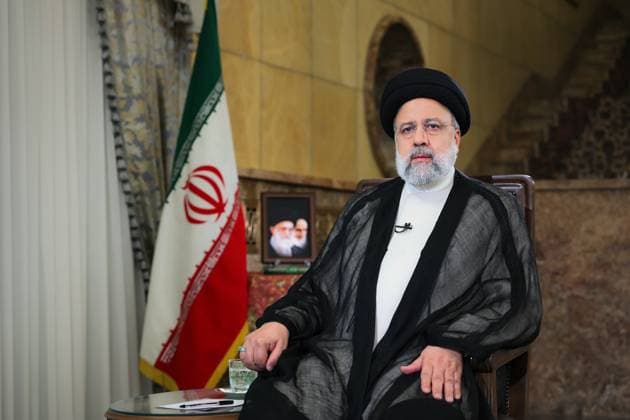 May 8, 2024, Tehran, Iran: Iranian president EBRAHIM RAISI speaks during a live TV interview, in Tehran. Tehran Iran - ZUMAi98_ 20240508_zih_i98_001 Copyright: xIranianxPresidencyx