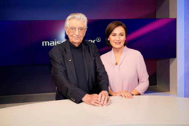 Gerhart Baum und Sandra Maischberger in der ARD-Talkshow maischberger im Studio Berlin Adlershof. Berlin, 08.05.2024 *** Gerhart Baum and Sandra Maischberger on the ARD talk show maischberger in Studio Berlin Adlershof Berlin, 08 05 2024 Foto:xT.xBartillax xFuturexImagex maischberger0805_4532