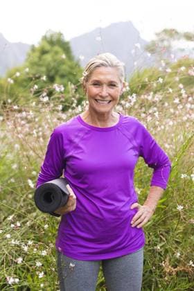 Creative Highlights Symbolbilder Outdoors, caucasian senior female holding a yoga mat stands in a field Outdoors, caucasian senior female holding a yoga mat stands in a field. Wearing a purple top, enjoying a serene purple background, she, with short blonde hair and blue eyes, smiling gently, unaltered, model released, , property released, Cape Town, South Africa, 30.01.2024, 5156575.jpg, people,outdoors,Caucasian,senior,female,holding,yoga mat,standing,field,wearing,purple,background,top,enjoying,serene,unaltered,short,blonde hair,blue,eye,sky,nature,summer,landscape,view,grass,beautiful,green,travel,outdoor,water,meadow,rural,farm,day,young,park,agriculture,countryside,lifestyle,natural,sunny,beauty,vacation,tourism,environment,yoga,mat,blonde,hair Mature Adult,Woman,Fe