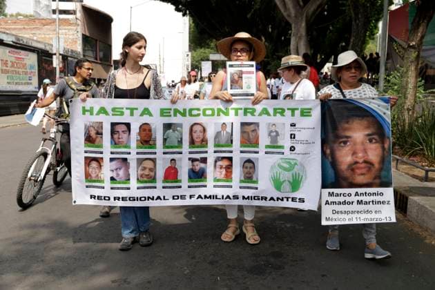 Mothers and relatives of disappeared people with photos of their loved ones take part during a protest on Mother s Day to demand that the government clarify the disappearances at Monument to the Mother course to the National Palace at Zocalo Square. Mexico City Mexico - ZUMAe321 20240510_zia_e321_004 Copyright: xLuisxBarronx