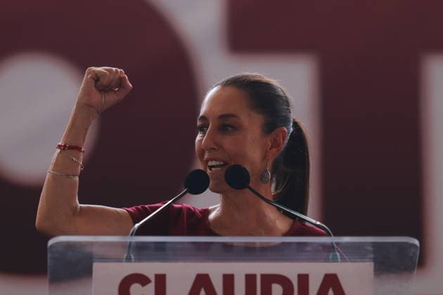 Mexiko, Claudia Sheinbaum Wahlkampfveranstaltung in Mexiko-Stadt Presidential Candidate Claudia Sheinbaum Campaign Rally in Chalco Claudia Sheinbaum Pardo, candidate for the Presidency of Mexico by the Sigamos Haciendo Historia coalition, speaking during a political rally in Chalco, located east of the State of Mexico as part of her campaign tour of the State of Mexico. on May 11, 2024 in Mexico City, Mexico. (photo by Carlos Santiago Eyepix Group) Copyright: xCarlosxSantiago xEyepixxGroupx CS_11052024_119701