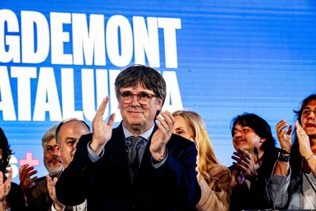 News Themen der Woche KW19 News Bilder des Tages Spanien, Regionalwahlen in Katalonien May 12, 2024, Argeles Sur Mer, France: Former Catalan president and Junts per Catalunya pro-independence candidate CARLES PUIGDEMONT during Catalonia s regional vote election night in Argeles Sur Mer (Argelers), France. Argeles Sur Mer France - ZUMAb137 20240512_fap_b137_006 Copyright: xJordixBoixareux