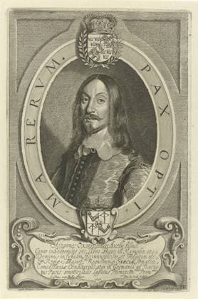 RECORD DATE NOT STATED Portrait of Johan Oxensterna, Pieter de Jews (ii), After Anselm of them, 1648 print Boste portrait of Johan Oxenstierna. Bottom right: 50. The portrait is caught in an oval frame with the coat of arms of the portrayed person and an edge in Latin. In the cartouche a six -line caption in Latin. Print from a series of portraits to paintings by Anselmus van Hulle of all delegates at the peace negotiations in Münster and Osnabrück. Antwerp paper etching engraving Copyright: xpiemagsx rknbpie14012024-51230 !ACHTUNG AUFNAHMEDATUM GESCHÄTZT!