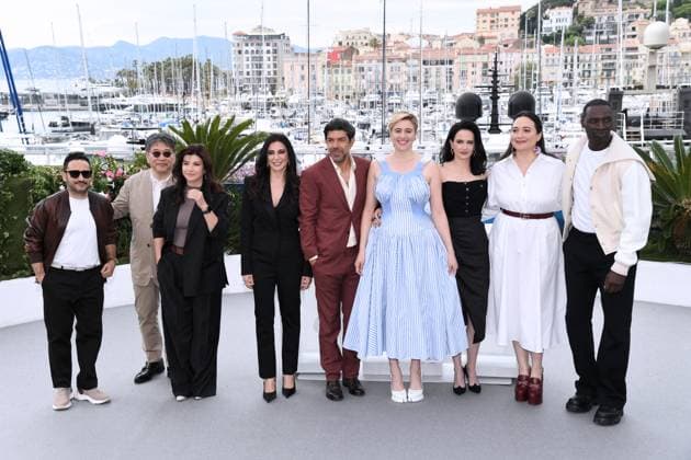 77th Cannes Film Festival 2024, Jury Photocall Cannes, 77th Cannes Film Festival 2024, Jury Photocall In the photo: Juan Antonio Bayona, Kore-Eda Hirokazu, Ebru Ceylan, Nadine Labaki, Pier Pierfrancesco Favino, Greta Gerwig, Eva Green, Lily Gladstone, Omar Sy Cannes France Copyright: xIPA ABACAx