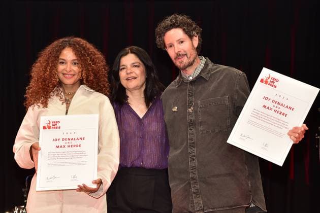 36. Fred Jay Preis der GEMA in Berlin Joy Denalane, Jasmin Tabatabai, Max Herre, Preisvergabe im bcc Berlin der 36. Fred Jay Preis 2024 im Rahmen des GEMA Mitgliederfestes in Berlin 14.05.2024