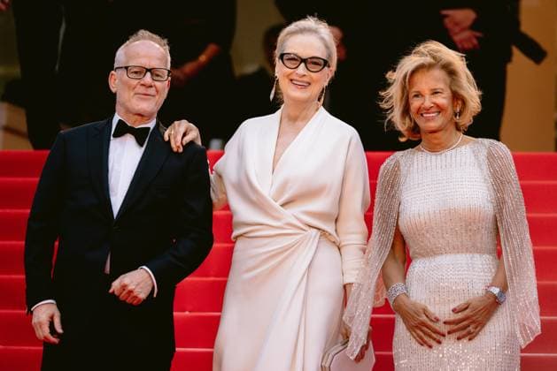 77eme Festival International du Film de Cannes Marches douverture Film Le second acte 77th International Cannes film Festival Opening Red Carpet 304900 2024 05 14 Alpes Maritimes Cannes France Streep, Meryl FrÃ maux, Thierry Knobloch, Iris  Copyright: xTerencexBaelenx STAR_304900_157