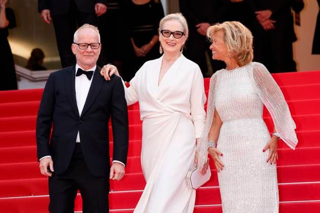 May 14, 2024: Thierry Fremaux, Meryl Streep and Iris Knobloch attend the premiere of Le Deuxieme Acte ( The Second Act ) and opening ceremony of the 77th Cannes Film Festival at Palais des Festivals in Cannes, France, on 14 May 2024. Photo: - ZUMAm179 20240514_zep_m179_131 Copyright: xAlecxMichaelx