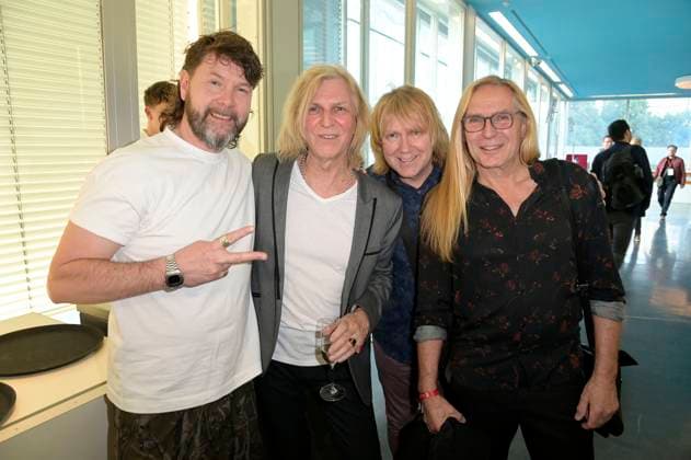 Rea Garvey, Rüdiger Ritchie Barton, Tobias Künzel und Uwe Hassbecker bei der Verleihung des Fred Jay Preises 2024 im bcc Berlin Congress Center. Berlin, 14.05.2024