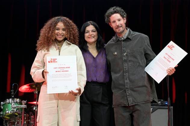 Joy Denalane, Jasmin Tabatabai und Max Herre bei der Verleihung des Fred Jay Preises 2024 im bcc Berlin Congress Center. Berlin, 14.05.2024