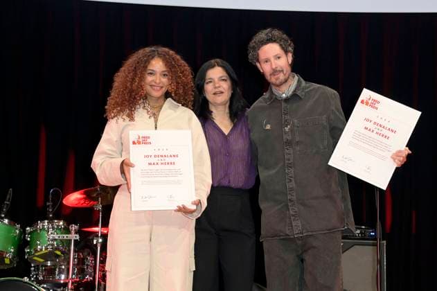 Joy Denalane, Jasmin Tabatabai und Max Herre bei der Verleihung des Fred Jay Preises 2024 im bcc Berlin Congress Center. Berlin, 14.05.2024