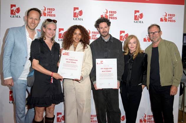 Tobias Reitz, Joy Denalane, Max Herre, Inga Humpe und Frank Ramond bei der Verleihung des Fred Jay Preises 2024 im bcc Berlin Congress Center. Berlin, 14.05.2024