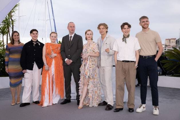Cannes - Ljosbrot (When The Lights Breaks) Photocall Baldur Einarsson, Ãgust Wigum, Mikael Emil Kaaber, Elin Hall, Runar Runarsson, Katla Njalsdottir and Gunnar Hrafn Kristjansson attend the Ljosbrot (When The Lights Breaks) photocall at the 77th annual Cannes Film Festival at Palais des Festivals on May 15, 2024 in Cannes, France. Photo by Shootpix ABACAPRESS.COM Cannes France  Copyright: xShootpix ABACAx