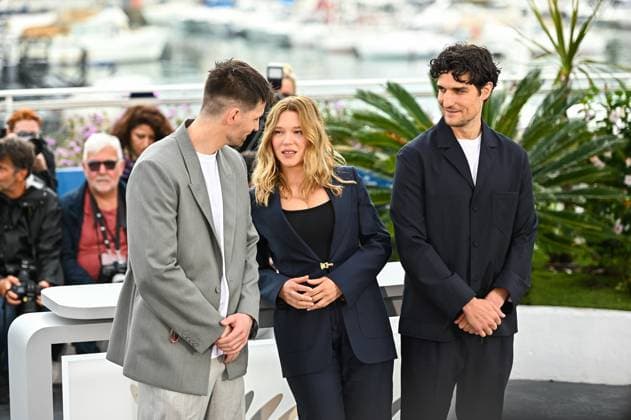 May 15, 2024, Cannes, Lombardy, France: LEA SEYDOUX, LOUIS GARREL and RAPHAEL QUENARD attend the photocall at the 76th annual Cannes film festival at Palais des Festivals on May 15, 2024 in Cannes, France. Cannes France - ZUMAk160 20240515_zip_k160_016 Copyright: xStefanosxKyriazisx