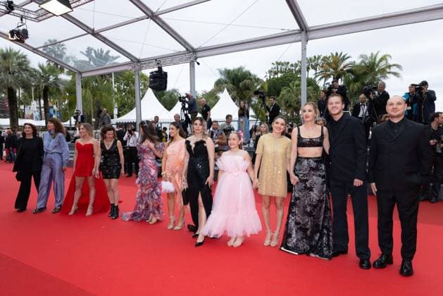 Cannes - Diamant Brut (Wild Diamond) Red Carpet AndrÃ a Bescond, Antonia Buresi, Alexandra Noisier, LÃ a Gorla, Ashley Romano, Malou Khebizi, Agathe Riedinger, Kilia Fernane, Idir Azougli, Alexis Manetti, Priscilla Bertin and Judith Nora attends the Diamant Brut (Wild Diamond) Red Carpet at the 77th annual Cannes Film Festival at Palais des Festivals on May 15, 2024 in Cannes, France. Photo by Shootpix ABACAPRESS.COM Cannes France  Copyright: xShootpix ABACAx