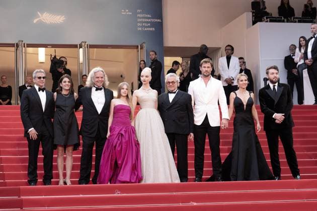 Annual Cannes Film Festival - Furiosa: A Mad Max Saga - Cannes DN Michael DeLuca, Pamela Abdy, Doug Mitchell, Alyla Browne, Anya Taylor-Joy, George Miller, Chris Hemsworth, Elsa Pataky and Tom Burke attend the screening of Furiosa: A Mad Max Saga during the 77th annual Cannes Film Festival at Palais des Festivals, on May 15, 2024 in Cannes, France. Photo by David NIVIERE ABACAPRESS.COM CANNES France  Copyright: xNivierexDavid ABACAPRESS.COMx