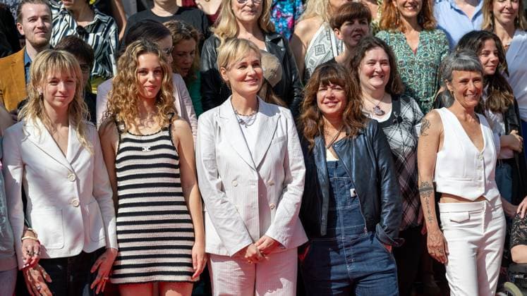 77eme Festival International du Film de Cannes Judith Godreche et lequipe de son court metrage Moi Aussi sur les marches 77th Cannes International Film Festival Judith Godreche and the team of her short film Moi Aussi on the steps 304999 2024 05 15 France Godreche, Judith Wolinski, Elsa  Copyright: xEstellexCarlierx xStarfacex STAR_304999_011