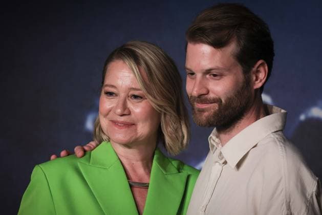 Cannes Pigen Med Nalen Press Conference DB Trine Dyrholm and Magnus von Horn attending a press conference for the film Pigen Med Nalen (The Girl with the Needle) during the 77th edition of the Cannes Film Festival in Cannes, southern France, on May 16, 2024. Photo by David Boyer ABACAPRESS.COM Cannes France  Copyright: xBoyerxDavid ABACAx