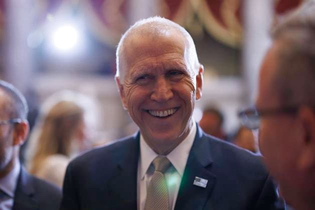 United States Senator Thom Tillis (Republican of North Carolina) speaks with guests after attending a ceremony celebrating the unveiling of a statue of the late Reverend Billy Graham, on Thursday, May 16, 2024. Copyright: xCNPx xMediaPunchx