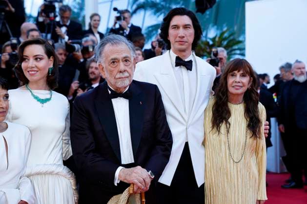 May 16, 2024: Aubrey Plaza, Francis Ford Coppola, Adam Driver and Talia Shire attend the red carpet premiere of Megalopolis during the 77th Cannes Film Festival at Palais des Festivals in Cannes, France, on 16 May 2024. Photo: Cannes France - ZUMAm179 20240516_zep_m179_107 Copyright: xAlecxMichaelx
