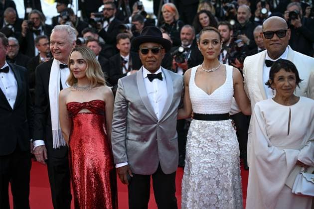 77e Festival International du Film de Cannes Marches du film Megalopolis 77th International Cannes Film Festival Festival de Cannes 2024 77e Ã dition montee Megaloplis Talia Shire, Laurence Fishburne, Francis Ford Coppola and Adam Driver 305042 2024 05 16 France  Copyright: xLionelxGuericolas MPPx STAR_305042_211