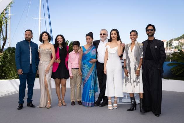 Cannes - The Shameless Photocall Rohit Kokate, Kiran Bhivagade, Auroshikha Dey, Mihir, Mita Vashisht, Konstantin Bojanov, Omara Shetty, Anasuya Sengupta and Tanmay Dhanania attend The Shameless Photocall at the 77th annual Cannes Film Festival at Palais des Festivals on May 17, 2024 in Cannes, France. Photo by Shootpix ABACAPRESS.COM Cannes France  Copyright: xShootpix ABACAx