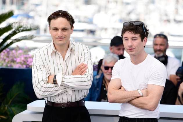 CANNES, FRANCE MAY 17 L R Franz ROGOWSKI, actor, Barry KEOGHAN, actor, during the photocall of the film Bird in competition at the 77th Cannes Film Festival at the Palais des Festivals on May 17, 2024 in Cannes, France CELEBRITES 77eme Festival de Cannes Photocalls 17 05 2024 ValentinaClaret Panoramic 