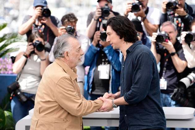 CANNES, FRANCE MAY 17 G D Francis FORD COPPOLA, director, Adam DRIVER, actor, during the photocall of the film Megalopolis in competition at the 77th Cannes Film Festival at the Palais des Festivals on May 17, 2024 in Cannes, France CELEBRITES 77eme Festival de Cannes Photocall 17 05 2024 ValentinaClaret Panoramic 