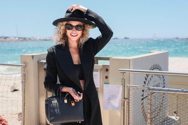 Cannes - Rose Bertrand At Hotel Martinez Exclusive Posing: Rose Bertrand poses in front the Hotel Martinez beach during 77th Cannes Film Festival in Cannes, France on May 17, 2024. Photo by Marco Piovanotto ABACAPRESS.COM Cannes France  Copyright: xPiovanottoxMarco ABACAx