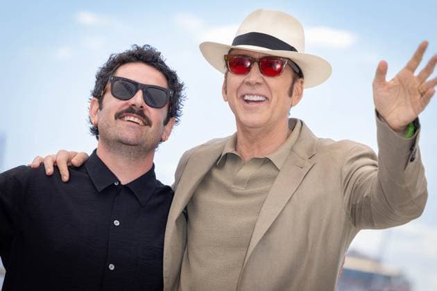 Cannes - The Surfer Photocall Lorcan Finnegan and Nicolas Cage attend The Surfer Photocall at the 77th annual Cannes Film Festival at Palais des Festivals on May 17, 2024 in Cannes, France. Cannes France  Copyright: xShootpix ABACAx