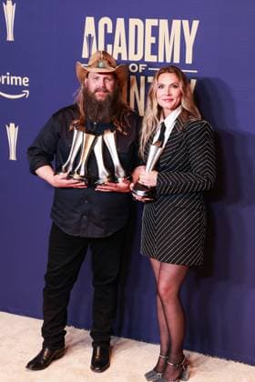 May 16, 2024, Frisco, Tx, USA: Chris Stapleton, winner of the Album of the Year award for â€oeHigher, the Male Artist of the Year award, and Artist-Songwriter of the Year award, and Morgane Stapleton, winner of the the Album of the Year award for â€oeHigher, pose in the press room during the 59th Academy of Country Music Awards at The Ford Center at The Star on May 16, 2024 in Frisco, Texas. Frisco USA - ZUMAs181 20240516_zea_s181_432 Copyright: xOzziexBx