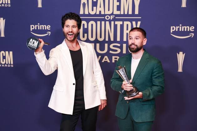 May 16, 2024, Frisco, Tx, USA: Dan Smyers and Shay Mooney of Dan + Shay, winners of the Duo of the Year award, pose in the press room during the 59th Academy of Country Music Awards at The Ford Center at The Star on May 16, 2024 in Frisco, Texas. Frisco USA - ZUMAs181 20240516_zea_s181_404 Copyright: xOzziexBx