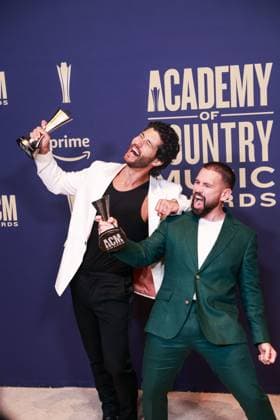 May 16, 2024, Frisco, Tx, USA: Dan Smyers and Shay Mooney of Dan + Shay, winners of the Duo of the Year award, pose in the press room during the 59th Academy of Country Music Awards at The Ford Center at The Star on May 16, 2024 in Frisco, Texas. Frisco USA - ZUMAs181 20240516_zea_s181_408 Copyright: xOzziexBx