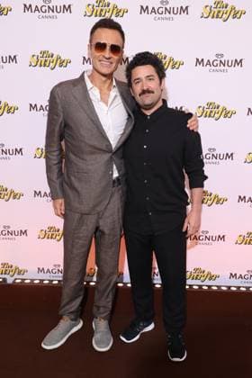 Cannes - The Surfer Party Julian McMahon and Lorcan Finnegan attending The Surfer Party held at the Plage Magnum at the 77th annual Cannes Film Festival at Majestic Hotel on May 17, 2024 in Cannes, France. Photo by Jerome DominÃ ABACAPRESS.COM  Copyright: xDominexJerome ABACAx