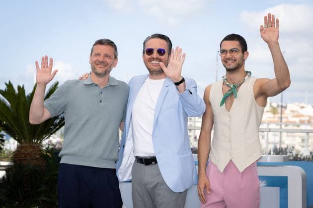 Cannes - Three Kilometres To The End Of The World Photocall Bogdan Dumitrache, Emanuel Parvu and Ciprian Chiujdea attend the Trei Kilometri Pana La Capatul Lumii (Three Kilometres To The End Of The World) Photocall at the 77th annual Cannes Film Festival at Palais des Festivals on May 18, 2024 in Cannes, France. Photo by Shootpix ABACAPRESS.COM Cannes France  Copyright: xShootpix ABACAx